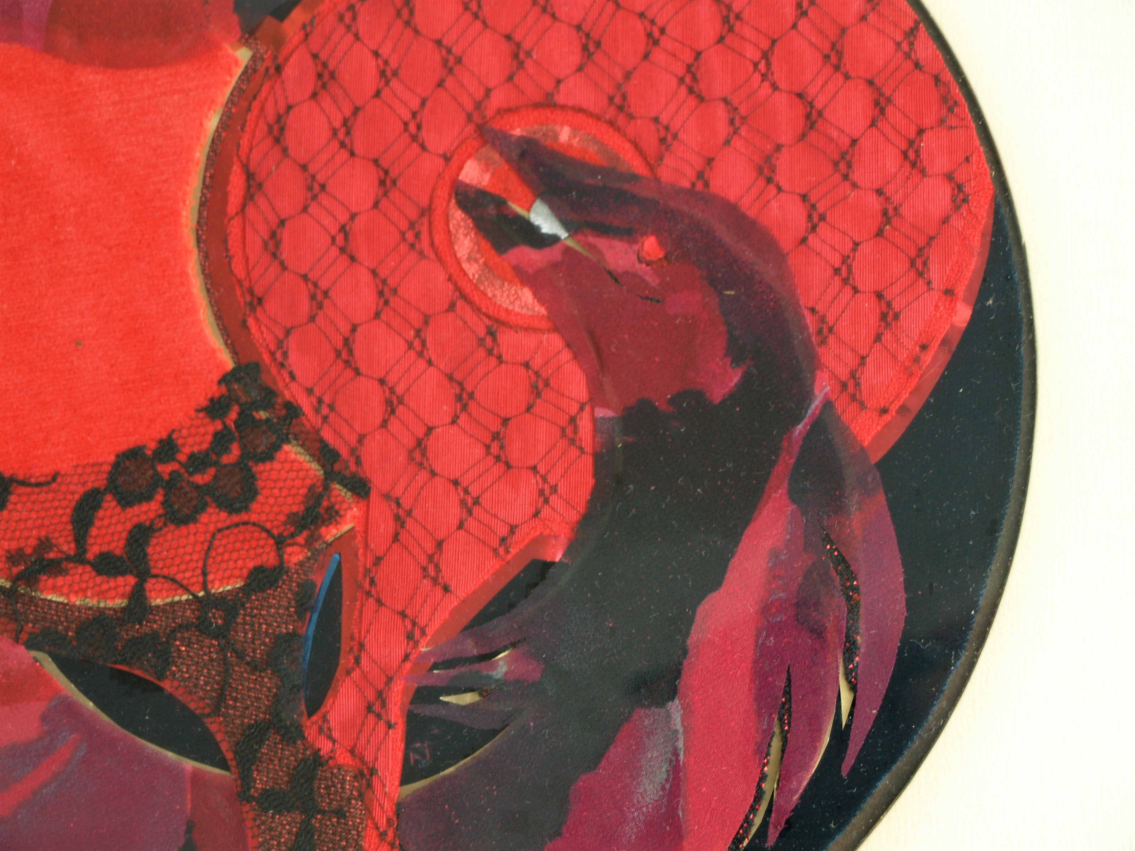 Ria Fortuijn - Kussende vis – Textiel – gesigneerd & ingelijst  kopen? Bied vanaf 15!