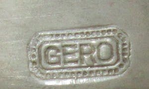 Georg Nilsson - Flesgroene glazen knijpfles/wijnkaraf met tinnen beslag - Gero & Leerdam kopen? Bied vanaf 35!