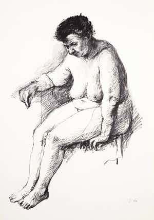 Aat Veldhoen - Rotaprint, Zittende vrouw verkocht voor € 50!