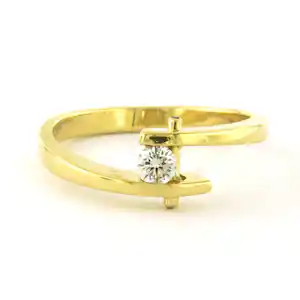 18k geel gouden ring met briljant geslepen diamant tot. 0.20ct – F/G - VS/SI kaufen? Bieten Sie von 625!