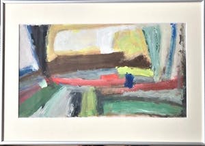 Phil Grisel - Abstract Landschap - Olieverf op papier kopen? Bied vanaf 39!