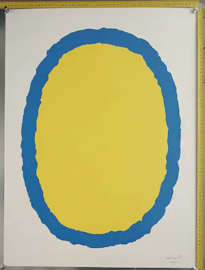 Bram Bogart - kleurenlitho - 'Geel/blauw' - 1978 kopen? Bied vanaf 295!