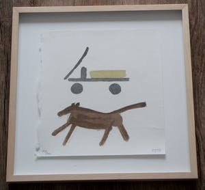 Klaas Gubbels - litho: De kar - 2007 (prachtige houten lijst) kopen? Bied vanaf 225!