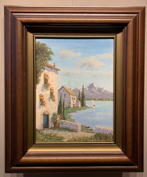 Albert Torringa - Zuid Europees landschap met bergen en meer. kopen? Bied vanaf 40!