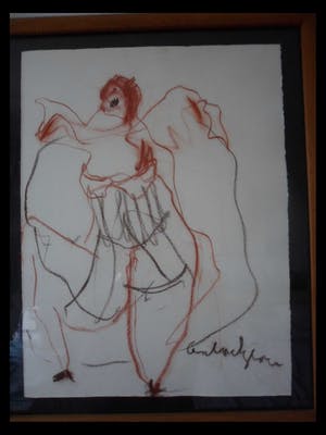 Anton Heyboer - Wasco tekening, "Danseres". kopen? Bied vanaf 140!