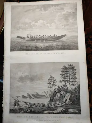 Jean Baptiste Madou - Voyage van Lapérouse – Pirogue van de Franse haven, Alaska – 1797 kopen? Bied vanaf 50!
