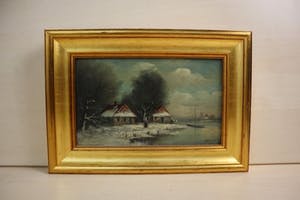 Piet Peters - Wintergezicht met boerderij aan water kopen? Bied vanaf 95!