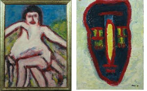 Pieter Haan - Acryl op doek en acryl op karton, Lot van twee figuren kopen? Bied vanaf 1!