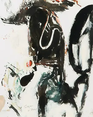 Fred Sieger - Gemengde techniek op papier, Zonder titel - Ingelijst kopen? Bied vanaf 50!