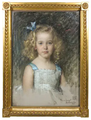 Therese Schwartze - Pastel op papier, Portret van een meisje - Ingelijst kaufen? Bieten Sie von 1500!