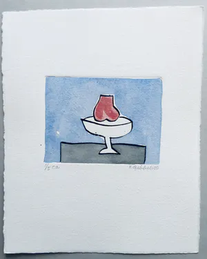 Klaas Gubbels - ets met aquarel ingekleurd - ‘Stilleven met peer’’ kopen? Bied vanaf 245!