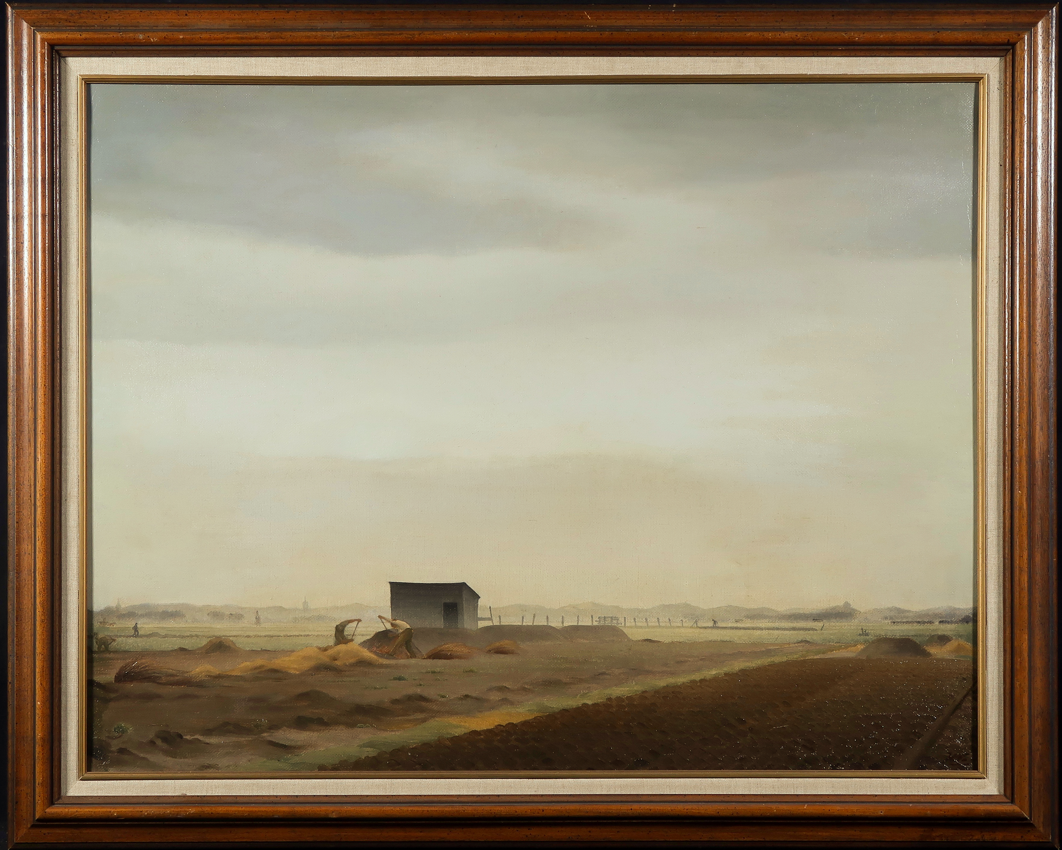 Johan Marinus de Vries - Olieverf op doek, Katwijk in de winter - Ingelijst verkocht voor € 300!