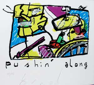 Herman Brood - Ingelijste zeefdruk: pushin ' along (nette lijst) verkocht voor € 295!