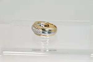23 - Schitterende 14 Krt bi-color gouden  fantasie ring totaal 1.10 ct diamant. kopen? Bied vanaf 880!