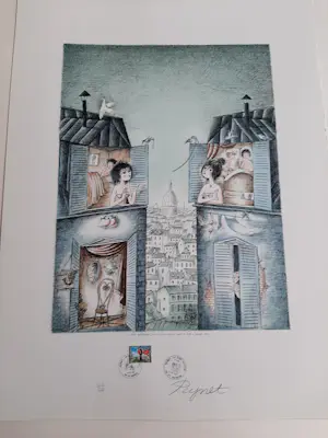 Raymond Peynet - Litho, titel, Une gennillesse par-ci, une caresse par-la on a jamaais fini kopen? Bied vanaf 45!