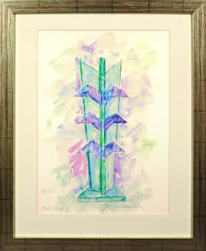 Jan Wolkers - Offset-litho, Ontwerp voor het Theo Thijssen-monument - Ingelijst verkocht voor € 50!