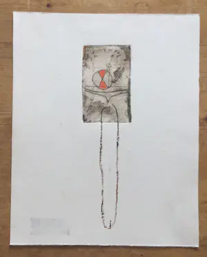 Niet of onleesbaar gesigneerd - ets staand figuur (mixed media) kaufen? Bieten Sie von 10!