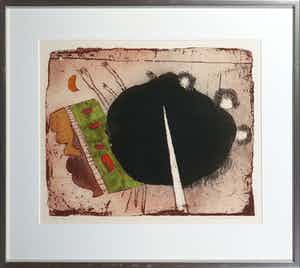 Michel van Overbeeke - Kleurenets met bladgoud, One-way - Ingelijst verkocht voor € 50!