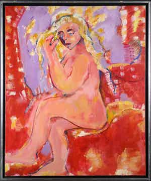 Christine Spierings - Olieverf op doek, Lady - Ingelijst (Groot) verkocht voor € 100!