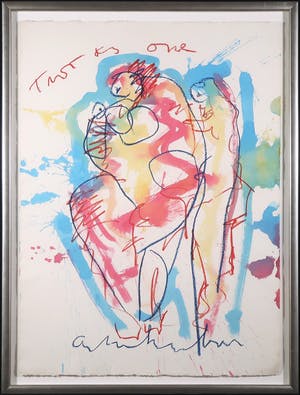 Anton Heyboer - Gouache en krijt op papier, Trust is one - Ingelijst (Groot) kopen? Bied vanaf 300!