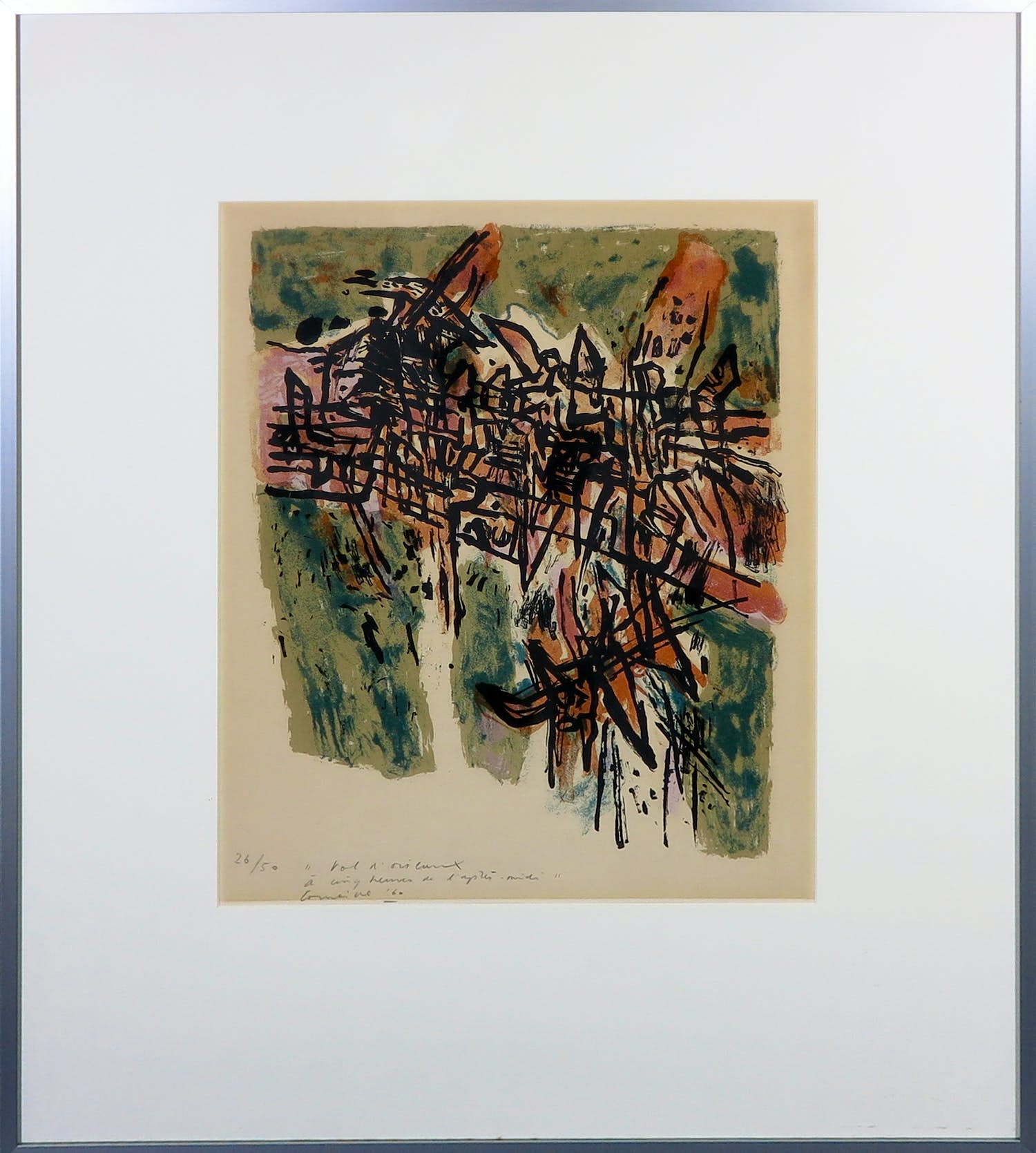 Corneille - Litho, Vol d'oiseaux à cinq heures de l'apres midi - Ingelijst verkocht voor € 1!