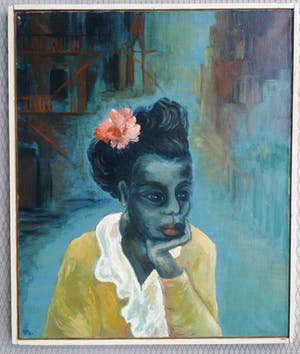 Niet of onleesbaar gesigneerd - Portret vrouw in stad. kopen? Bied vanaf 10!