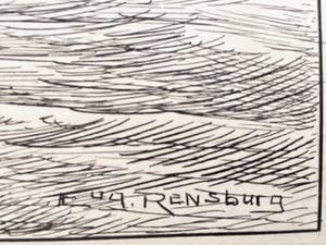 Eugene Rensburg - Drie grote inkttekeningen van stoomschepen kopen? Bied vanaf 20!