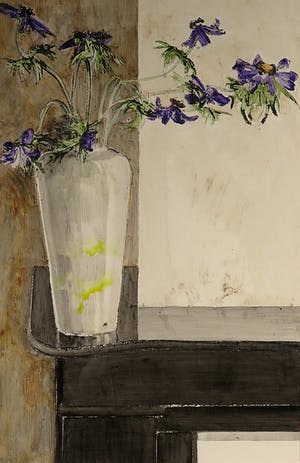 Ina van Toor - Gemengde techniek, Paars naar rechts - Ingelijst kopen? Bied vanaf 35!