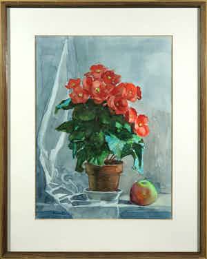 Paul van Eeden - Aquarel, Stilleven - Ingelijst verkocht voor € 70!