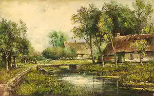 Toon Wildeboer - Olieverf op doek, Rue rustique verkocht voor € 1!