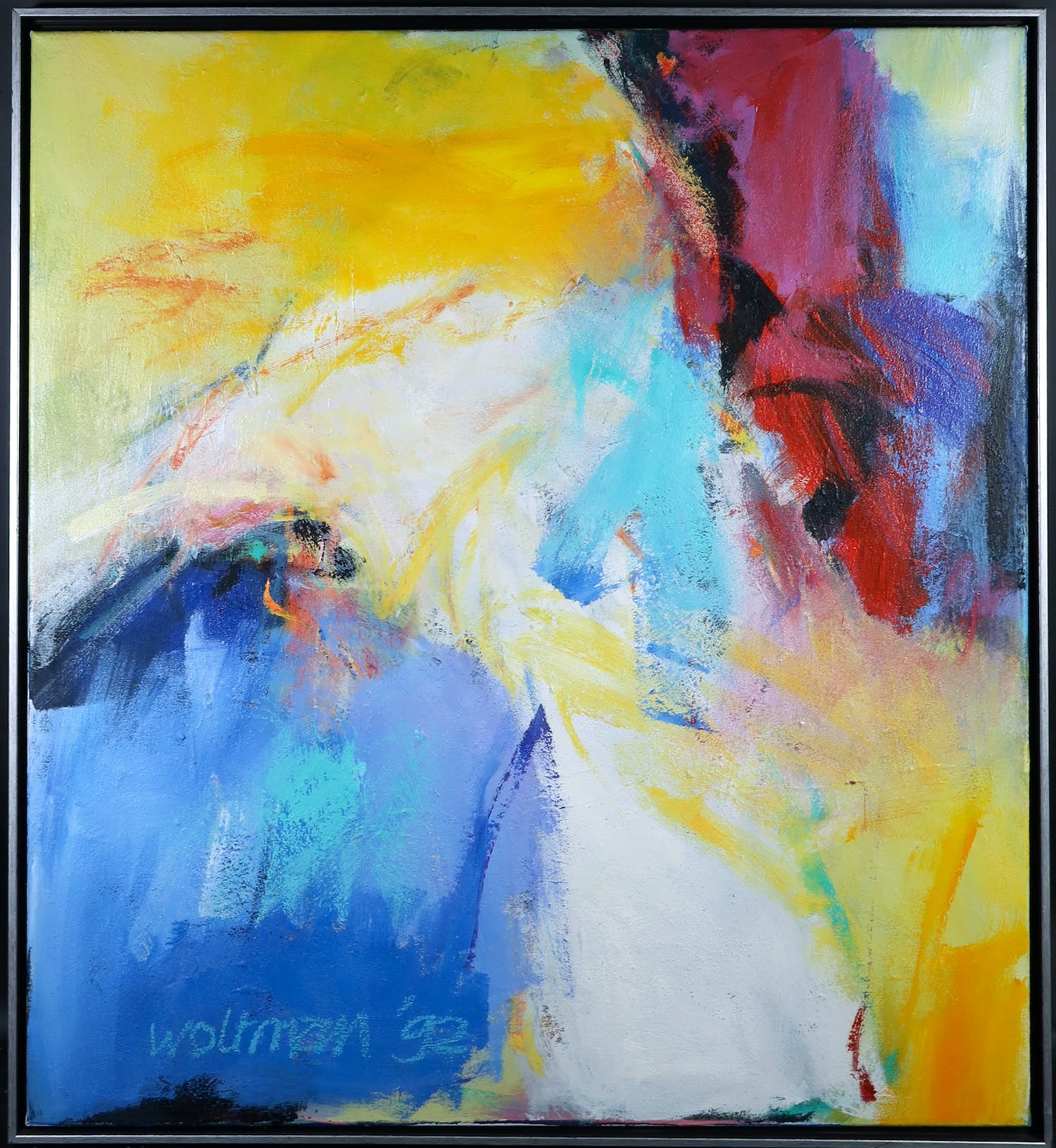 Annemarieke Woltman - Acryl op doek, Abstracte compositie - Ingelijst (Groot) verkocht voor € 250!