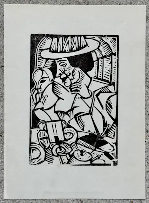 AcheterGeorg Tappert - Dame im Café Original-Linolschnitt um 1917 Kubismus Expressionismus? Enchérissez de 80!
