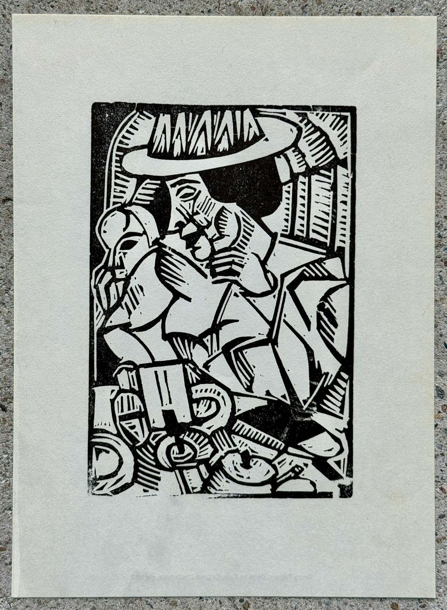 Georg Tappert - Dame im Café Original-Linolschnitt um 1917 Kubismus Expressionismus kopen? Bied vanaf 80!