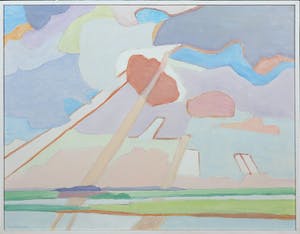 Paul Overhaus - Olieverf op board, Doorbrekende zon - Ingelijst kopen? Bied vanaf 80!