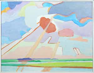 Paul Overhaus - Olieverf op board, Doorbrekende zon - Ingelijst verkocht voor € 80!