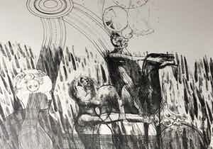 Aat Verhoog - Ruiter - Lithografie, Ingelijst verkocht voor € 50!