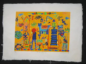 Gertie Janssen - Zeefdruk op geschept papier, Le plat pays III kopen? Bied vanaf 1!