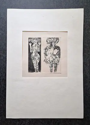 Hans van Draanen - Monochrome eigen druk Ets - 1964 - 2 naakte vrouwen -potloodgesigneerd kopen? Bied vanaf 51!