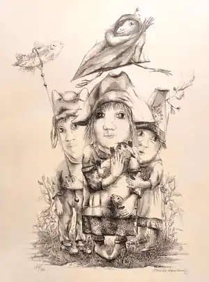 Mieke Kemming-Stork - Figuren, litho vendu pour 40€ !