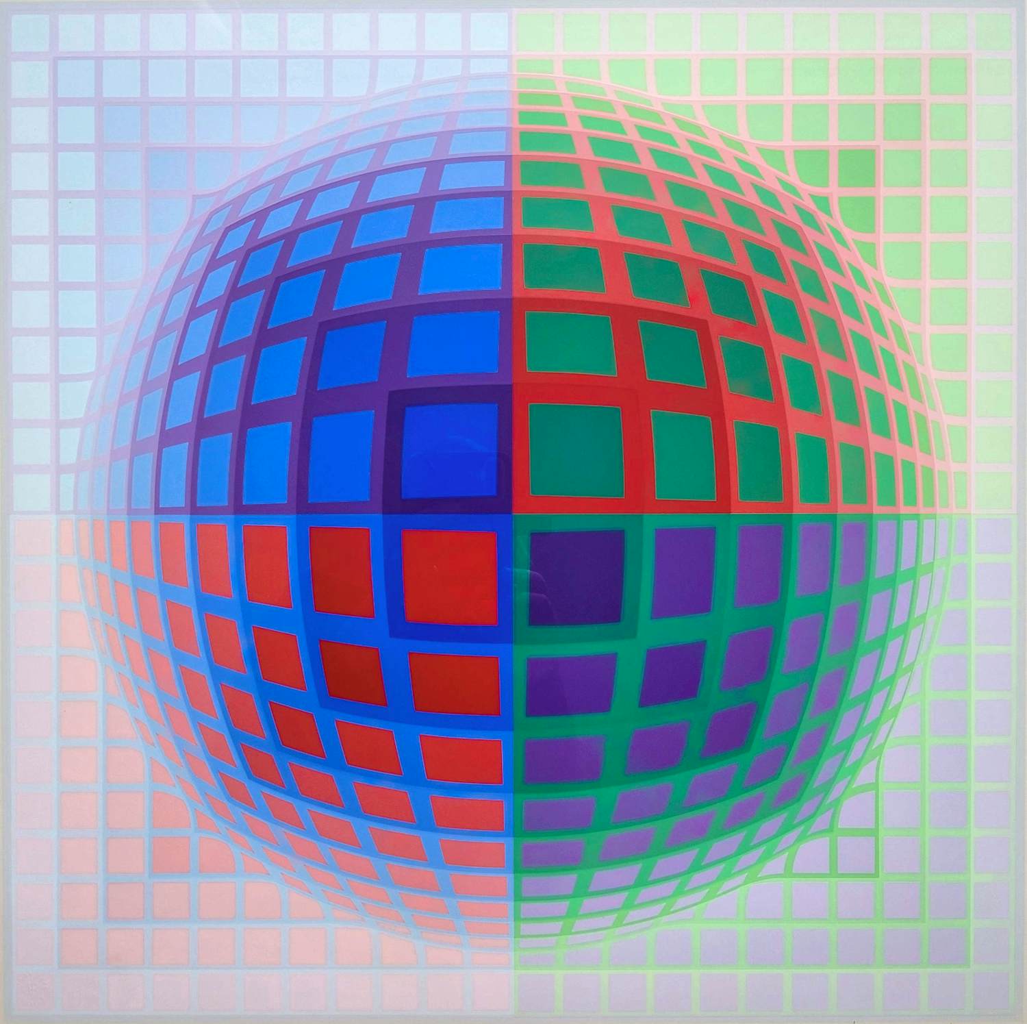 Victor Vasarely - Vega Pal, zeefdruk (mooi ingelijst, groot) kopen? Bied vanaf 1000!