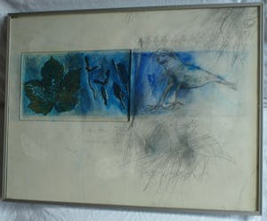Aart van den IJssel - Gemengde techniek , Mijn Tuin – ingelijst – 1977 kopen? Bied vanaf 50!