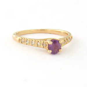 18k gouden ring met roze saffier en briljant geslepen diamant tot. 0.16ct kopen? Bied vanaf 410!