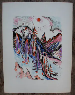 Jan Wiegers - Litho: Berglandschap- 1947 kopen? Bied vanaf 50!