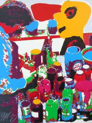 Karel Appel - HET GELE HOOFD / KLEURZEEFDRUK / 50x50cm / SIG / 1977 verkocht voor € 140!