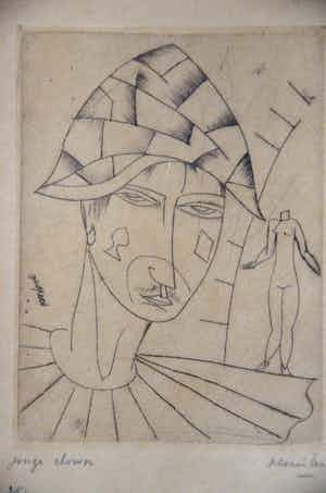 Floris Jespers - Jespers Floris "Arlequin amoureux (of Jonge clown)" ets - getekend in potlood verkocht voor € 150!
