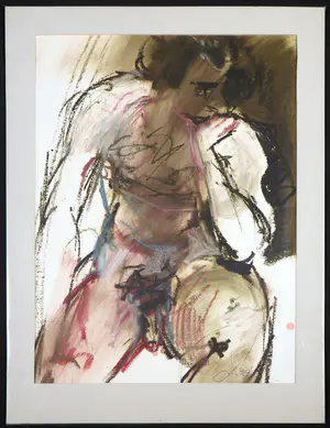 Franscz Witte - Gemengde techniek op papier, Zittend naakt kopen? Bied vanaf 1!