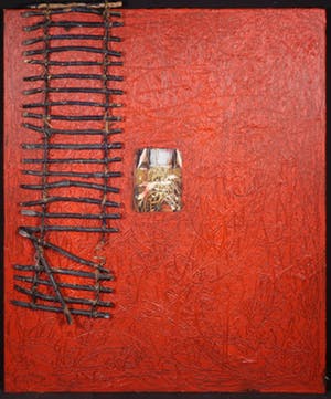 Marco den Breems - Acryl, collage en hout op doek, Zonder titel kopen? Bied vanaf 10!