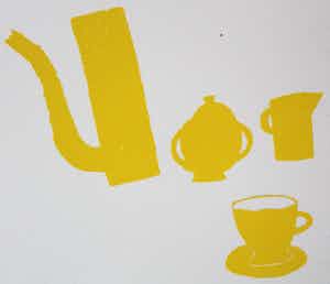 Klaas Gubbels - Zeefdruk: kan met kopjes - 2005 verkocht voor € 295!