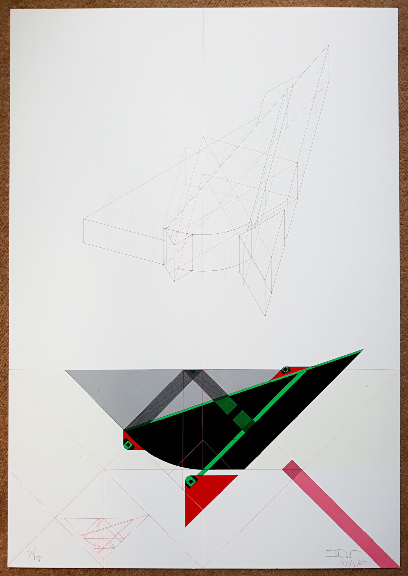 Jan Hoogstad - Geometrisch abstract architectuur concept, zeefdruk kopen? Bied vanaf 75!