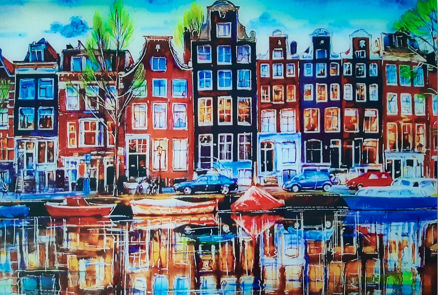 Elva Polyakova - Een gracht in Amsterdam - achter glas kopen? Bied vanaf 50!